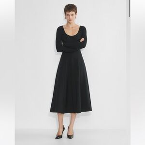 Aritzia Leda Ponte Ballett neck Midi dress Size Small Black Long Sleeves